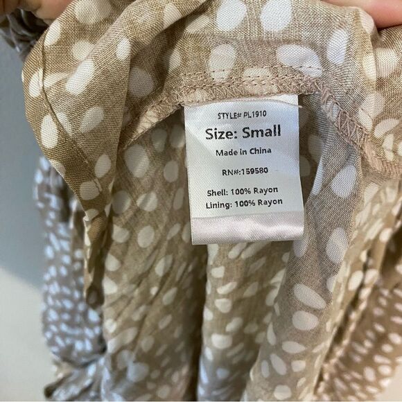 Pink Lily SOMEONE YOU LOVED TAUPE PRINTED MIDI DRESS - Picture 8 of 8